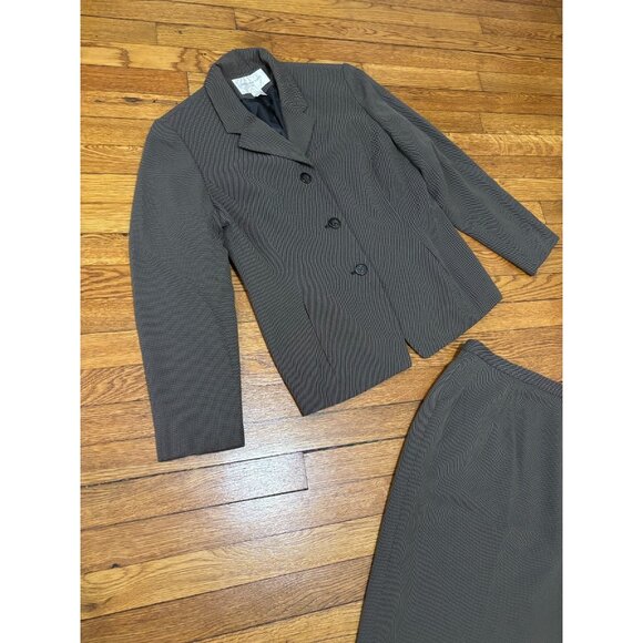 Jones New York Womens Skirt Suit Size 12 Green Pindot Blazer Jacket Career - Picture 3 of 8